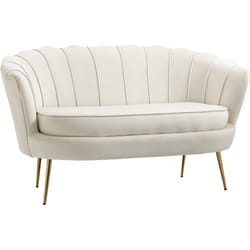Divano Due Posti in Velluto Crema Stile Vintage Industrial Chic - Homcom