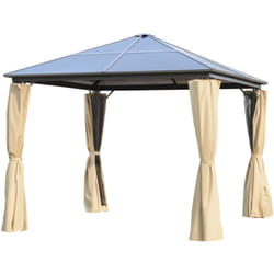Outsunny - Gazebo da Giardino 3x3m,Tetto in Policarbonato e Zanzariere