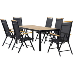 Outsunny - Set 7Pz Tavolo con Sedie da Giardino Pieghevoli Regolabili