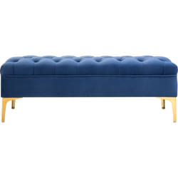 Homcom - Panca Fondoletto in Tessuto Vellutato e Base in Metallo Dorato Blu