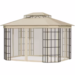 Descrizione: Aggiungi eleganza al tuo spazio esterno con questo gazebo da giardino Outsunny 3.65x3m, un perfetto riparo dal s ...