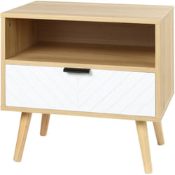 Homcom - Comodino Moderno con Cassetto e Ripiano Aperto in Legno 50x39.5x49.5 cm