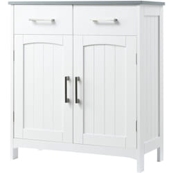 Mobile Bagno 2 Ante 2 Cassetti e Ripiano Regolabile in mdf Bianco - Kleankin