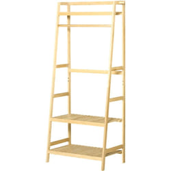 Homcom - Attaccapanni in Legno di Bambù da Terra con Ripiani 70x42x164cm