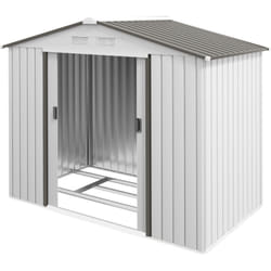 Capanno da Giardino con Porte Scorrevoli in Lamiera d'Acciaio Bianco - Outsunny