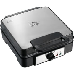 Homcom - Macchina per 4 Waffle Piastre Antiaderenti Temperatura 0-220°C Nero
