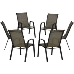 Set 6 Pz Sedie da Giardino Impilabili, Braccioli in Metallo - Outsunny