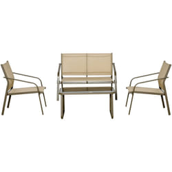 Outsunny Set da Giardino 4 Pezzi con 2 Sedie 1 Divanetto e 1 Tavolino