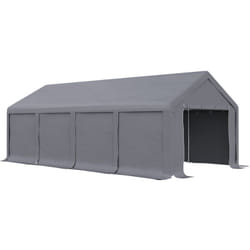 Outsunny - Tendone da Giardino Grigio 8x4m con Porte a Cerniera