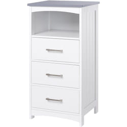 Mobiletto Bagno con 3 Cassetti e Ripiano Aperto in mdf Bianco - Kleankin