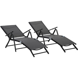 Outsunny - Set 2 Sdraio da Giardino Pieghevole Regolabile 7 Posizioni