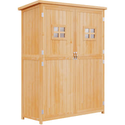 Casetta Porta Attrezzi da Giardino in Legno 2 Porte e Mensole - Outsunny