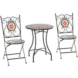 Outsunny - Set da Giardino 3 Pz 2 Sedie Pieghevoli 1 Tavolino a Mosaico