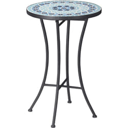 Tavolino da Giardino Rotondo in Metallo e Ceramica a Mosaico - Outsunny