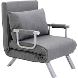 Homcom - Poltrona Letto Singolo con Schienale a 5 Livelli in Tessuto Grigio
