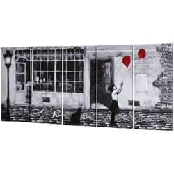 Homcom - Stampa su Tela 5 Pezzi in Legno di Pino 80x40cm per Casa e Ufficio