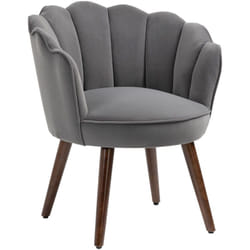 Homcom - Poltrona Design in Velluto con Schienale a Conchiglia 66x66x78.5cm Grigio