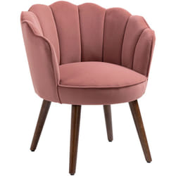 HOMCOM Poltrona Design in Velluto con Schienale a Conchiglia 66x66x78.5cm Rosa