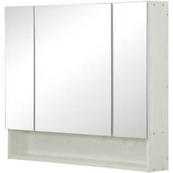 Armadietto a Specchio Montato a Muro per Bagno in mdf e Vetro Bianco - Kleankin