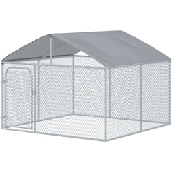 Recinto per Cani da esterno in Metallo con Copertura Impermeabile - Pawhut