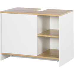 Mobile Bagno Sottolavabo in Legno con Armadietto e 2 Mensole 77x45x60cm - Kleankin