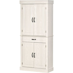 Credenza Cucina Stile Coloniale con Cassetto e 2 Armadietti Bianco - Homcom