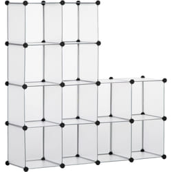Scarpiera Modulabile Salvaspazio 16 Cubi in pp e Acciaio Trasparente - Homcom