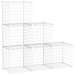 Scarpiera Modulabile Salvaspazio 6 Cubi in pp e Acciaio Bianco - Homcom