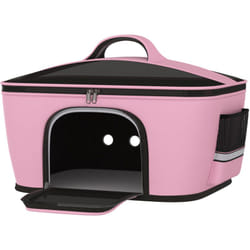 Pawhut - Borsa Trasportino per Cani e Gatti con 2 Porte a Cerniera 50x35x36cm Rosa