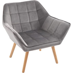 Homcom - Poltroncina dal Design Scandinavo in Legno e Velluto Grigio
