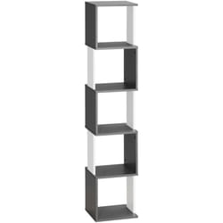 Libreria Moderna a Muro con 5 Ripiani in Legno Grigio Bianco 33x28x161cm - Homcom