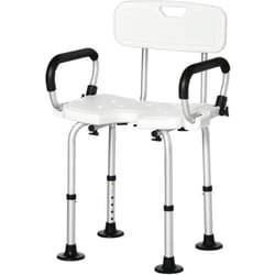Sedia per Doccia con Forma a u Imbottita 54x52x70-82cm Bianco - Homcom
