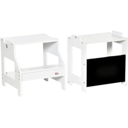Homcom - Torre Montessoriana Design 2 in 1 Bambini 3-6 Anni con Lavagna Bianco