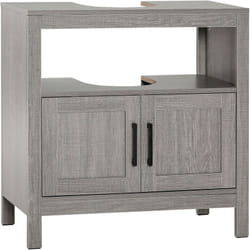 Kleankin - Mobile Bagno Sottolavabo con Armadietto e Ripiani in Legno Grigio