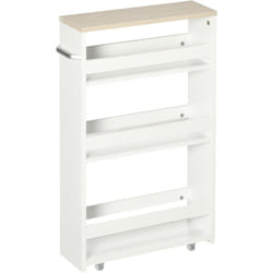 Kleankin - Carrello Bagno a 3 Ripiani Salvaspazio con Rotelle in Legno Bianco