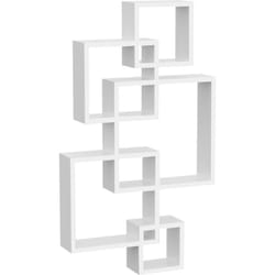 Mobile Libreria Moderna a Parete con 5 Cubi Intrecciati in Legno Bianco - Homcom
