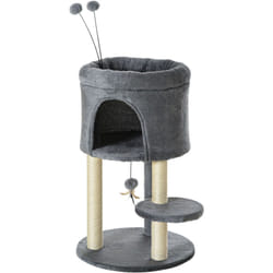 Tiragraffi per Gatti con Pali in Sisal Casetta Lettino e Palline - Pawhut
