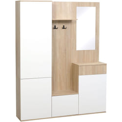 Homcom - Mobile Attaccapanni da Ingresso 4 in 1 in Truciolato Bianco