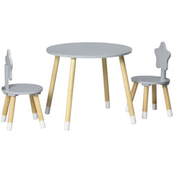 Homcom - Set Tavolino con 2 Sedie in Legno per Bambini da 18 Mesi-4 Anni Grigio