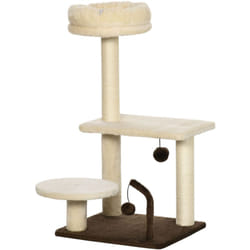 Albero per Gatti con Palo in Sisal Lettino Pallina da Gioco e Bastoncino - Pawhut