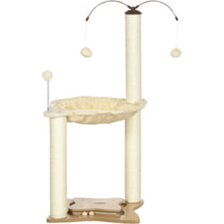 Tiragraffi per Gatti max 5kg in Sisal mdf e Peluche Beige - Pawhut