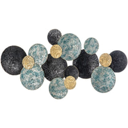 Homcom - Wall Art in Metallo 3D Decorazione Murale Cerchi 133x66cm Blu Nero Oro
