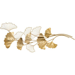 Homcom - Wall Art Decorazione Murale 3D Dorata con Foglie di Ginkgo 138x70cm