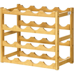 Homcom - Cantinetta Vini per 16 Bottiglie a 4 Livelli in Bambù, 43x23.5x38cm