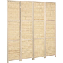 Separé da Interno in Legno e Bambù a 4 Ante Pieghevole Altezza 170cm - Homcom