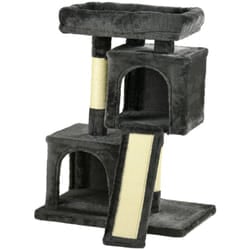 Albero Tiragraffi per Gatti con Lettino, 2 Casette e Pali in Sisal Grigio - Pawhut