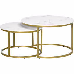 Descrizione: Questi due tavolini da caffè HOMCOM impilabili aggiungono stile ed eleganza al tuo spazio interno. Il set di tav ...