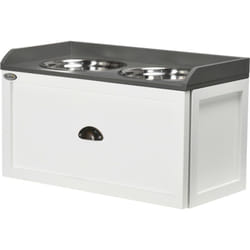 Pawhut - Portaciotole per Cani Rialzate in Acciaio Inox e Legno con Cassetto