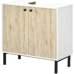 kleankin Mobile Bagno Sotto Lavabo con Ripiano Interno e 2 Ante in Truciolato