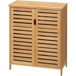 Mobile da Bagno Moderno Salvaspazio a 2 Ante con 2 Ripiani color Legno - Kleankin